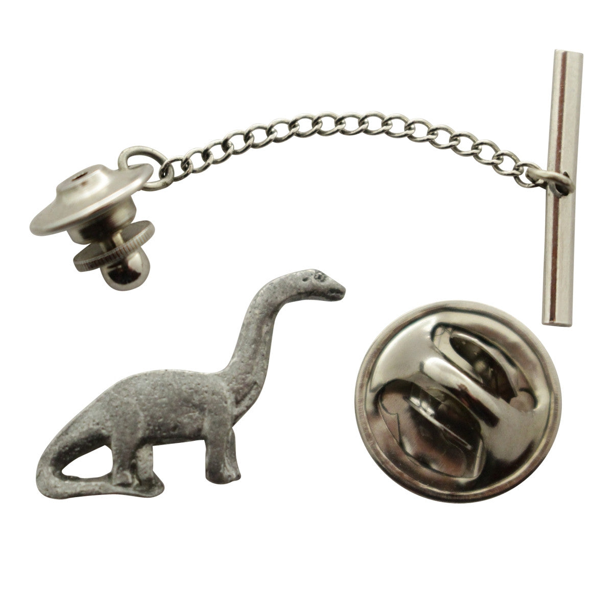 Brontosaurus Tie Tack ~ Antiqued Pewter ~ Tie Tack or Pin ~ Sarah's Treats & Treasures